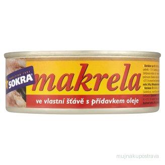 Sokra Makrela ve vlastní šťávě s přídavkem oleje- 240g