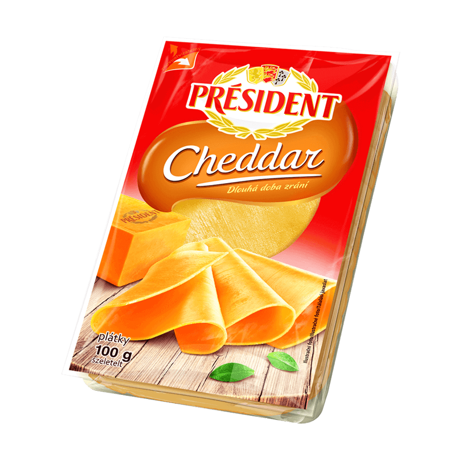 Cheddar plátky président 3 x 100 g